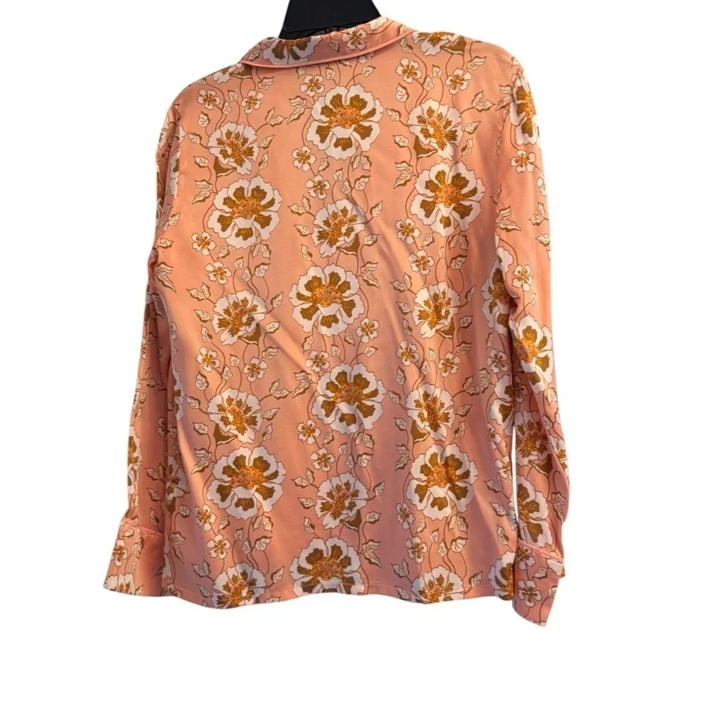 J. Crew Collection Silk Peach Floral Blouse